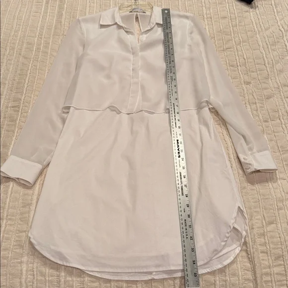 Bailey 44 Vlado‎ White Sheer Long Sleeve Cotton blend Dress Slit Open Back - XS - Picture 15 of 16